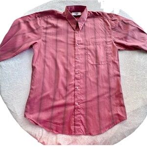 Vintage 90s Med Policy Men’s Button Down Long Sleeve Shirt Pink